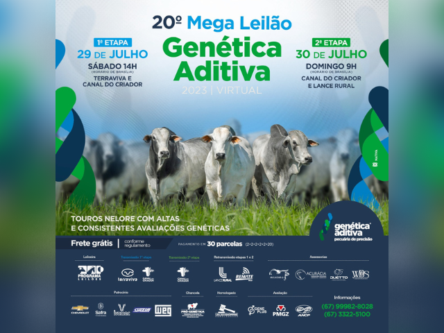 20° Mega Leilão Virtual Genética Aditiva - 2ª Etapa - Canal do Criador